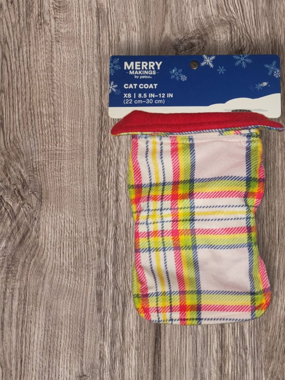 NWT Merry Makings Plaid Cat Coat XS Christmas Pet Jacket Red Trim